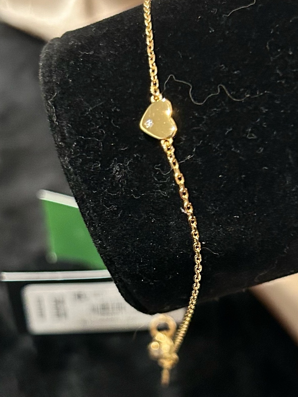 Kaye Spade Gold Tone Heart Chain Bracelet with Crystal Accent - Women Jewelry